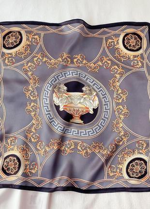 Жіноча хустка шовк розкішний на шию з принтом бароко 53*53 см