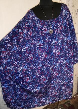 Яркое платье-туника-трапеция в цветочный принт,мега батал,julietta,германия1 фото