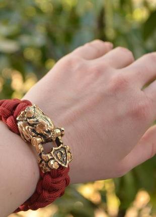 Браслет пантера плетения кобра из паракорда и латуни цвет под заказ + брелок в подарок