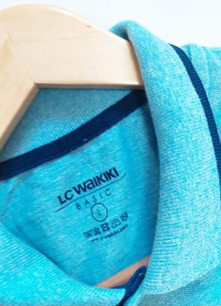 Мужская футболка поло голубого цвета с воротником на пуговице от бренда lc waikiki2 фото