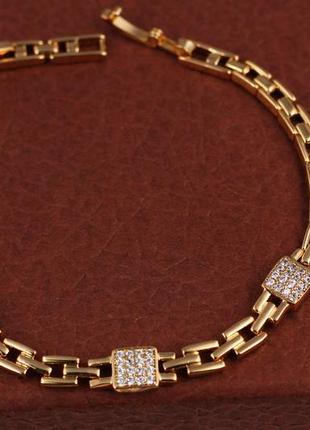 Браслет xuping jewelry три квадрати 19 см 6 мм золотистий