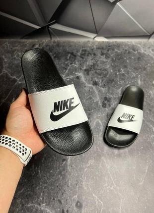 Стильні білі чоловічі шльопанці,шльопки,капці найк nike - чоловіче взуття на літо