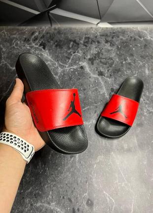 Стильні червоні чоловічі шльопанці,шльопки,капці джордан jordan - чоловіче взуття на літо