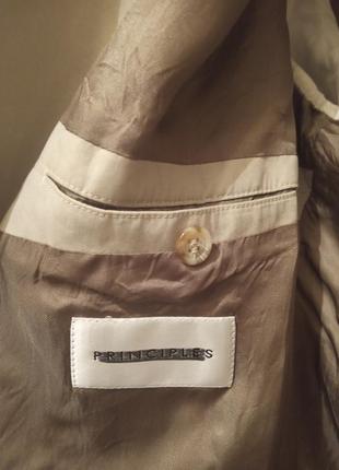 Мужской лёгкий фирменный летний пиджак principles (morocco). р. 50; песочного цвета.4 фото