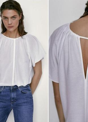 Біла сорочка ,блузка з v-образним вирізом на спинці ,футболка біла з нової колекції massimo dutti  розмір м