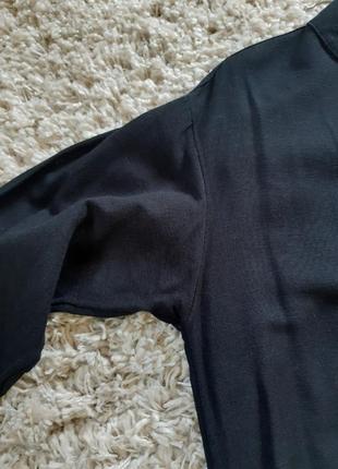 Базовая черная  удлинённая льняная рубашка, stradivarius,  p. xs-s7 фото