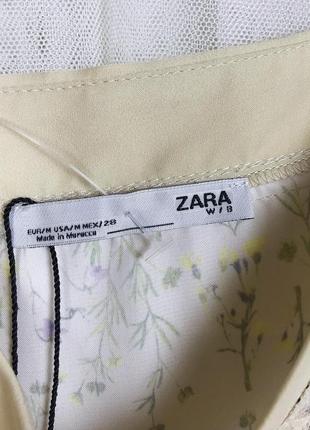 Ассиметричный топ майка в цветочный принт с кружевом zara2 фото