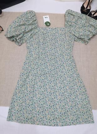 Літня сукня в квітковий принт з пишними рукавами, натуральна тканина, c&a,38, 40, 42р