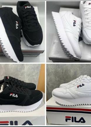 Fila usa sport orbit casual кросівки спортивні шкіряні замш білі чорні високі