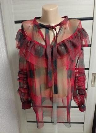 Блуза прозора у клітинку