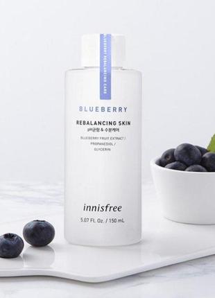 Балансирующий тонер с экстрактом черники innisfree blueberry rebalancing skin 150 мл3 фото