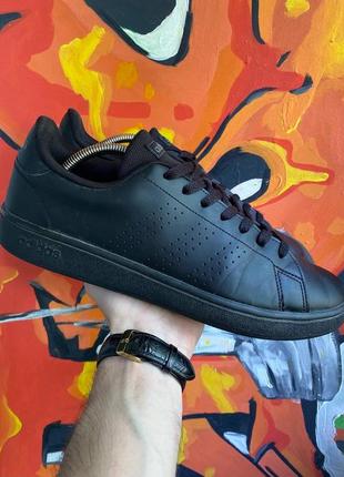 Adidas кеды кроссовки 44 размер кожаные чёрные оригинал