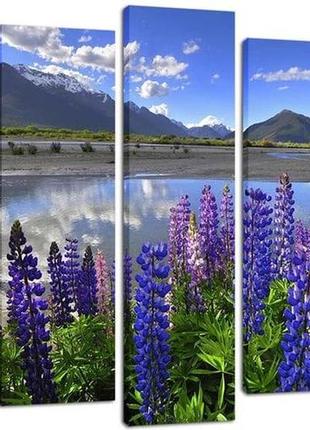 Модульная картина на холсте на стену для интерьера/спальни/офиса dk горная река 80x108 см (plm5-141)