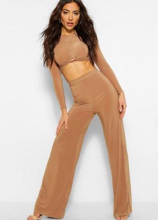 Женский комплект топ и широкие брюки карамельного цвета&nbsp;boohoo1 фото