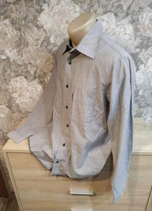 Armani jeans чоловіча сорочка сіро білого кольору в смужку розмір xl2 фото