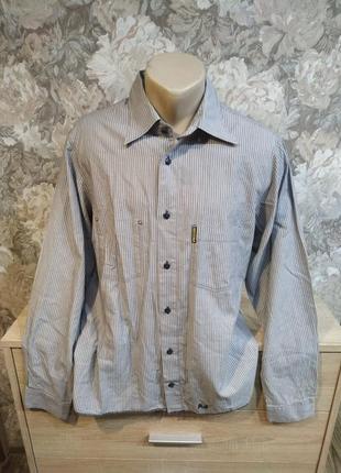 Armani jeans чоловіча сорочка сіро білого кольору в смужку розмір xl