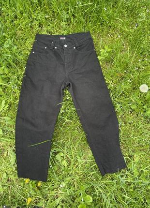 Джинсы черные his | стильные черные джинсы | джинси чорні3 фото