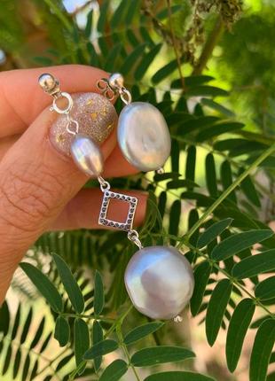 Асиметричні срібні сережки з барочними перлами ′барокко′