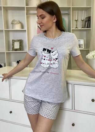 Пижама женская шорты и футболка, размер 50-52, производства украина