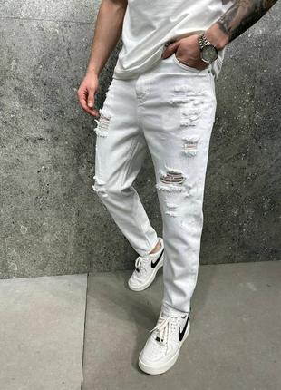 Чоловічі джинси mom білого кольору
