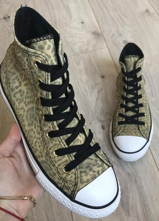 Кеды высокие леопард converse (оригинал) натуральная замша р. 35.52 фото