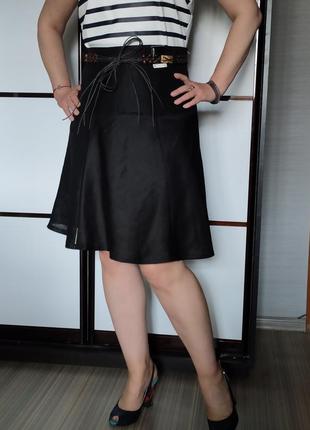 Шикарная натуральная юбка с декоративным поясом2 фото