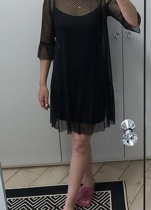 Черное платье в сетку7 фото
