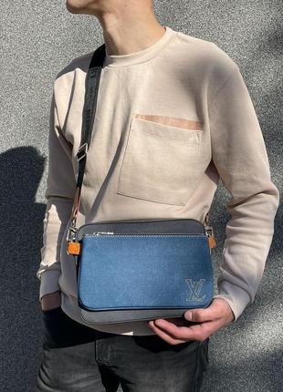 Сумка у стилі louis vuitton trio messenger blue textile