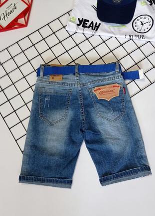 Стильні підліткові джинсові шорти для хлопця.(в комплекті ремінець)2 фото