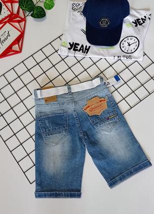 Стильные подростковые джинсовые шорты для парня.(в комплекте ремешок)2 фото