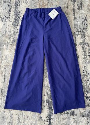 Жіночі літні штани широкі, полаццо, жіночі кюлоти сині