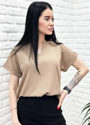 Жіноча блузка з v вирізом та коротким рукавом норма і батал6 фото