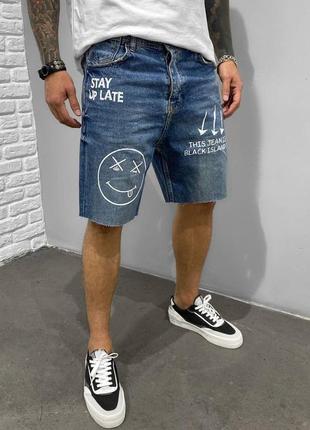 Чоловічі джинсові шорти mom синього кольору2 фото