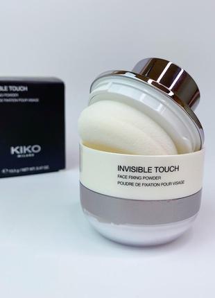 Прозора розсипчаста пудра kiko milano invisible touch face fixing powder. матова пудра кіко мілано2 фото