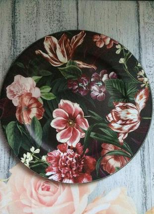 Новая большая декоративная тарелка цветочный принт1 фото