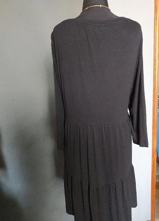 Платье черное ярусное батал натуральная ткань5 фото