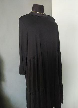 Платье черное ярусное батал натуральная ткань6 фото