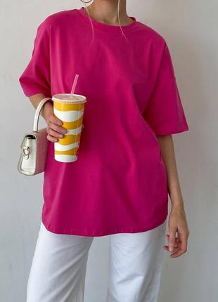 Женская футболка свободная оверсайз длинная базовая летняя легкая на лето розовая черная белая зеленая бежевая серая графит1 фото