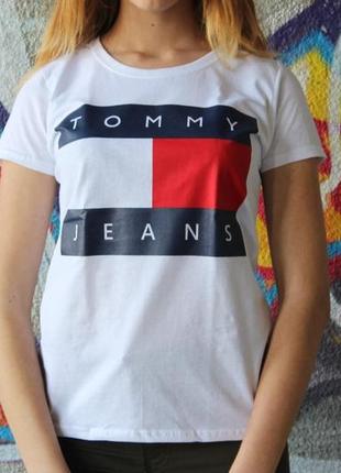 Белая футболка tommy jeans 100% хлопок2 фото