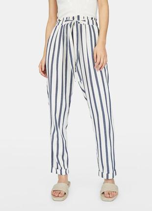 Летние хлопковые брюки свободного кроя stradivarius р.l