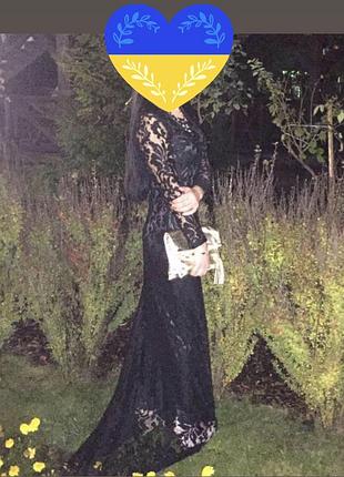 Платье stefano lompas, платье в пол,вечерняя кружевная нарядная со шлейфом