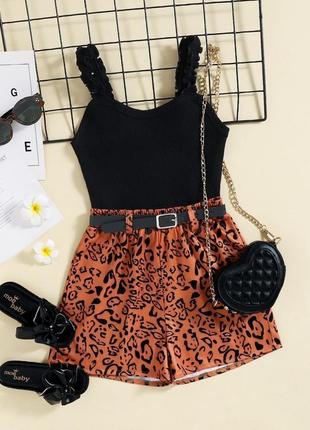 Стильний літній комплект -шорти + топ +пояс