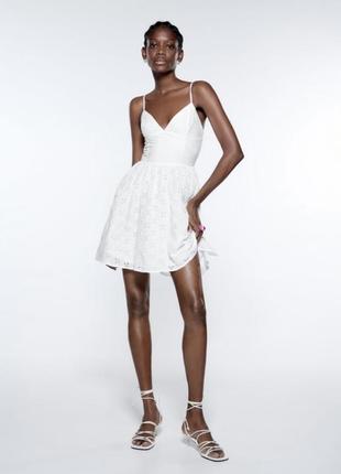 Білий сарафан zara сукня zara белый сарафан