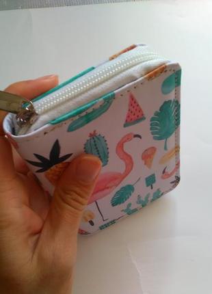 Новий модний трендовий короткий гаманець на блискавці фламінго кактуси морозиво ананаси4 фото