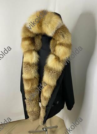 Женская парка куртка с натуральным мехом лисы1 фото