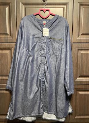 Классное джинсовое платье туника рубашка большой размер деним denim