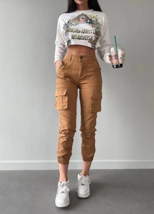 Жіночі джинси карго гірчичні