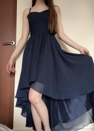 Випускне плаття темно-синього кольору1 фото