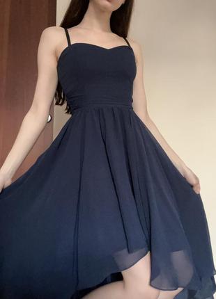 Випускне плаття темно-синього кольору4 фото