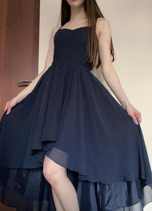 Випускне плаття темно-синього кольору5 фото